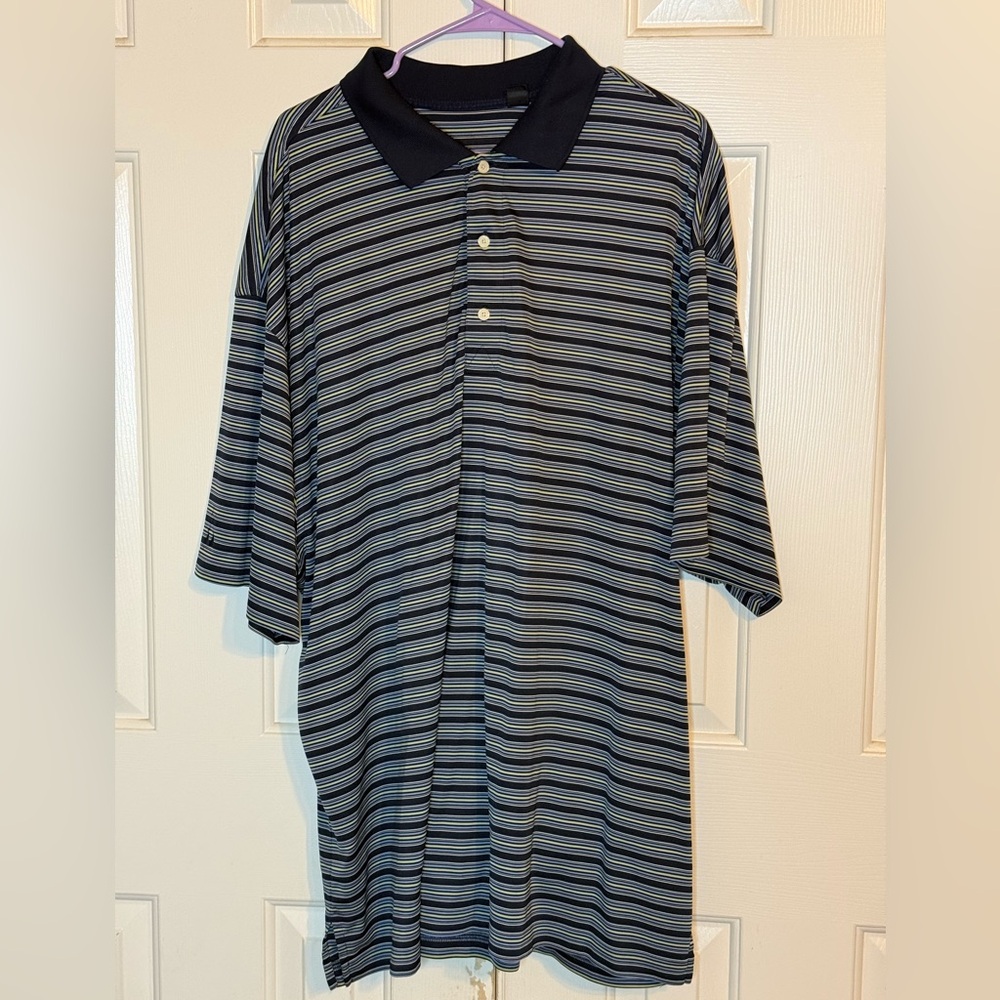 Grand Slam Black and Gray Striped Polo Shirt